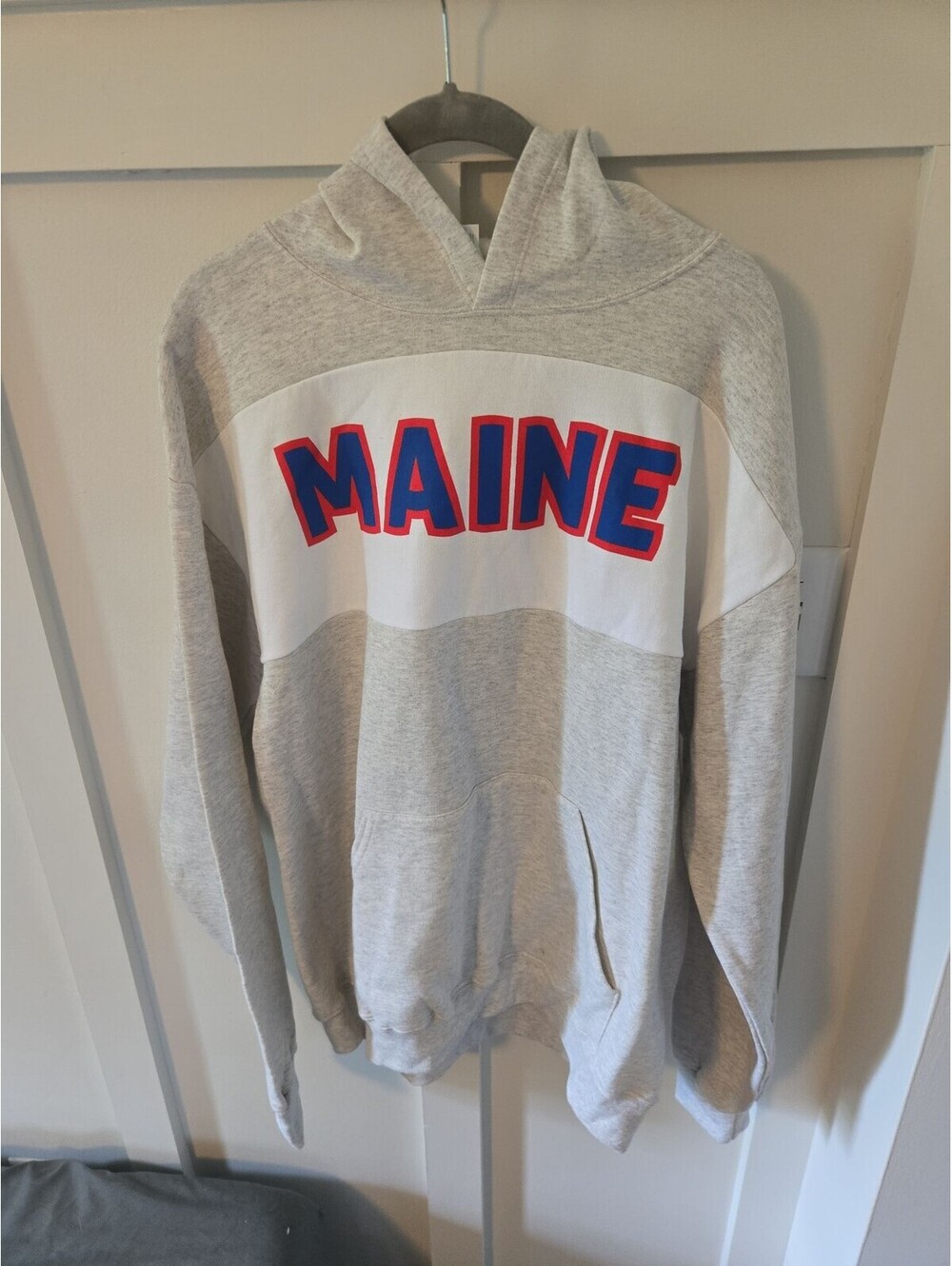 Vintage-Style Maine Colorblock Hoodie by Jerzees Size L